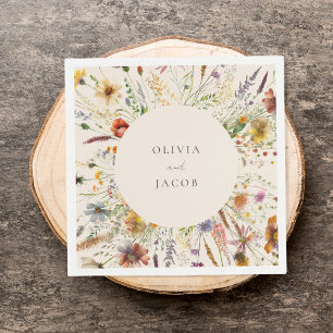 Serviette En Papier Fleur sauvage Boho minimaliste Mariage Floral