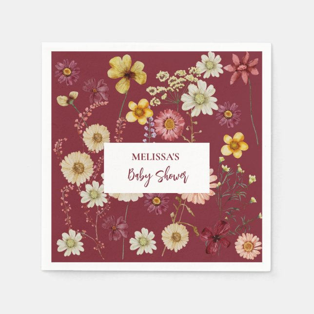 Serviette En Papier Fleur sauvage boho rustique (Devant)