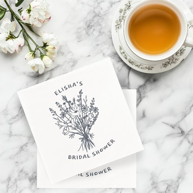 Serviette En Papier Fleur sauvage Bouquet Rustique Whimsical Fête des  (Wildflower Bouquet Rustic Whimsical Bridal Shower CUSTOM Napkins
)