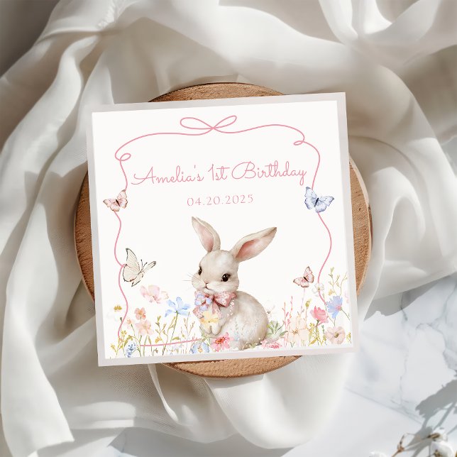 Serviette En Papier Fleur sauvage Bunny Papier d'anniversaire Napkin (Créateur téléchargé)