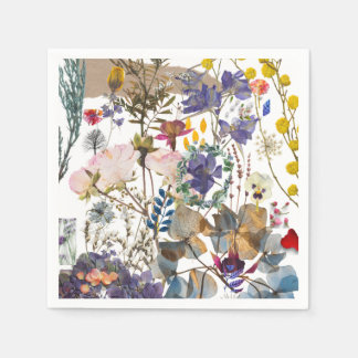 Serviette En Papier Fleur sauvage Collage Napkin