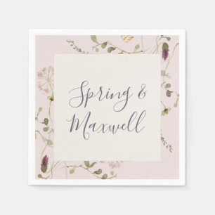 Serviette En Papier Fleur sauvage de printemps   Serviettes Mariage bl