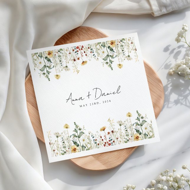 Serviette En Papier Fleur sauvage d'été Mariage de terrain (Créateur téléchargé)