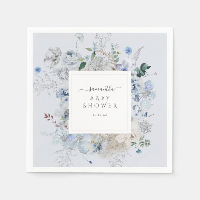 Serviette En Papier Fleur sauvage d'hiver Elegant Baby shower Boho (Devant)