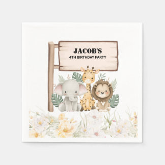 Serviette En Papier Fleur sauvage fête d'anniversaire animal