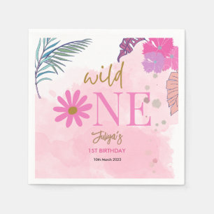 Serviette En Papier fleur sauvage feuille tropicale bébé fille 1er ann