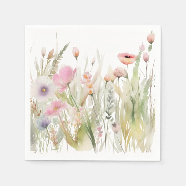 Serviette En Papier Fleur sauvage Floral Mariage (Devant)