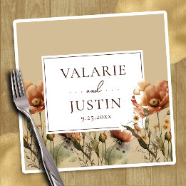 Serviette En Papier Fleur sauvage Floral Mariage Napkins automne