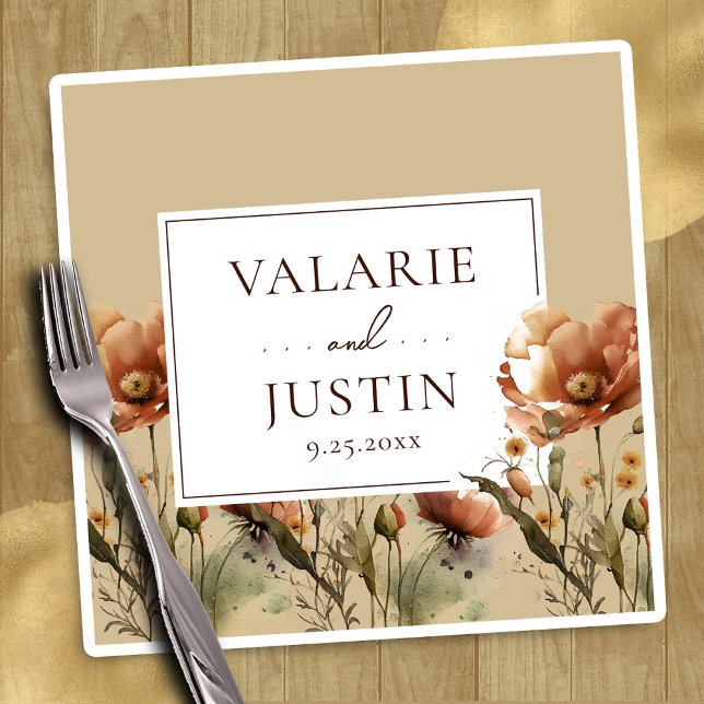 Serviette En Papier Fleur sauvage Floral Mariage Napkins automne (Créateur téléchargé)