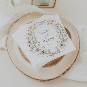 Serviette En Papier Fleur sauvage Jardin Mariage de couronnes