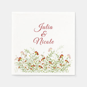 Serviette En Papier Fleur sauvage Jaune Feuillage de Tagète Mariage