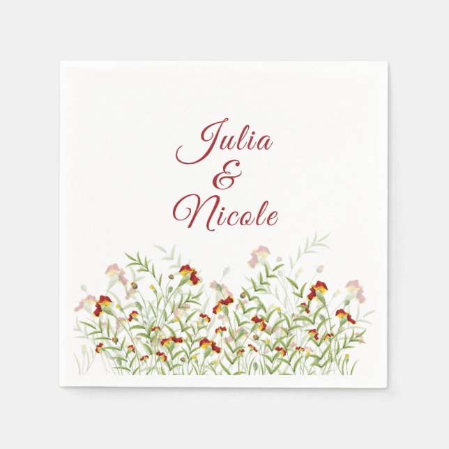 Serviette En Papier Fleur sauvage Jaune Marigold Mariage de feuillage (Devant)