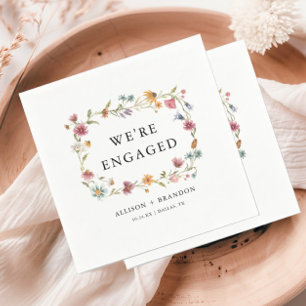 Serviette En Papier Fleur sauvage Nous sommes engagés Engagement Party