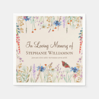 Serviette En Papier Fleur sauvage & Papillon dans la mémoire aimante