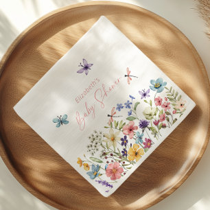 Serviette En Papier Fleur sauvage Papillon Jardin Baby shower serviett