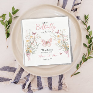 Serviette En Papier Fleur sauvage papillon rustique Baby shower floral