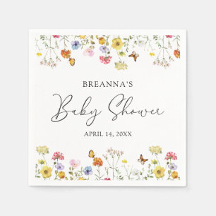 Serviette En Papier Fleur sauvage papillons Baby shower Boho
