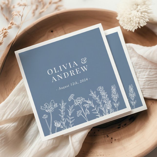 Serviette En Papier Fleur sauvage Périwinkle Mariage serviettes (Créateur téléchargé)