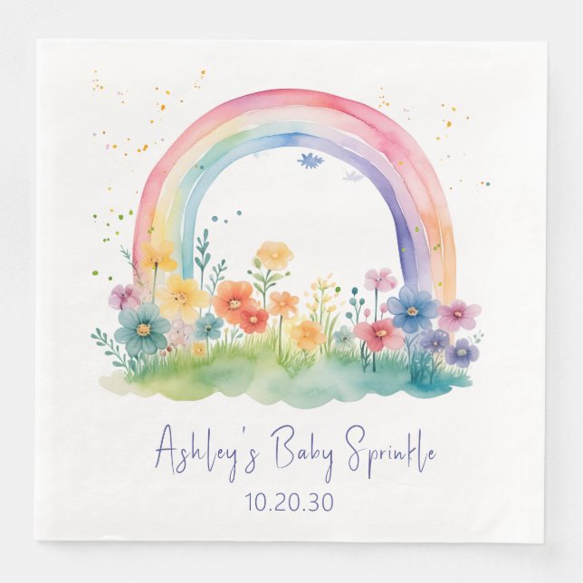 Serviette En Papier Fleur sauvage Rainbow Baby Girl Sprinkle (Devant)