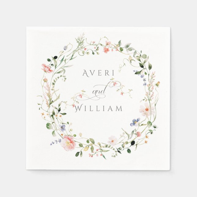 Serviette En Papier Fleur sauvage Rustic Boho Floral Mariage (Devant)
