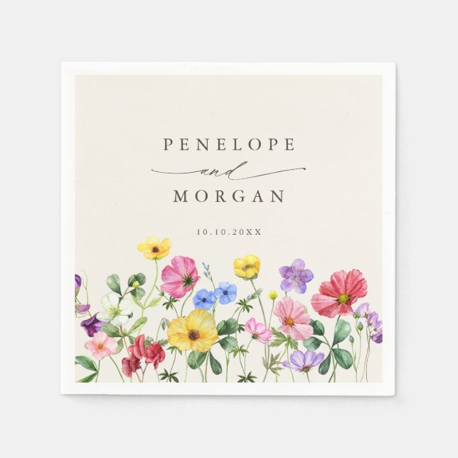 Serviette En Papier Fleur sauvage Rustic Chic Floral Mariage campagnar (Devant)