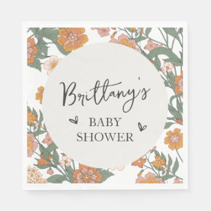 Serviette En Papier Fleur sauvage rustique Baby shower neutre genre