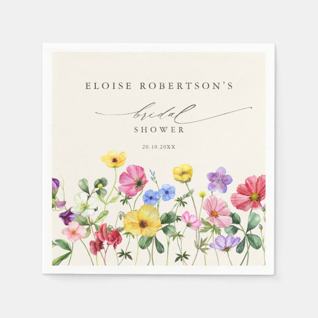 Serviette En Papier Fleur sauvage Rustique Floral Country Bride (Devant)