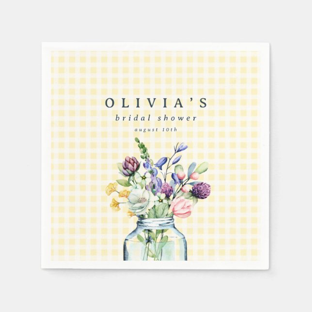 Serviette En Papier Fleur sauvage rustique Mason Jar Baby shower de pi (Devant)