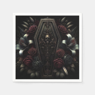 Serviette En Papier Fleur sombre et morbide Crâne Cercueil Gothique Ma