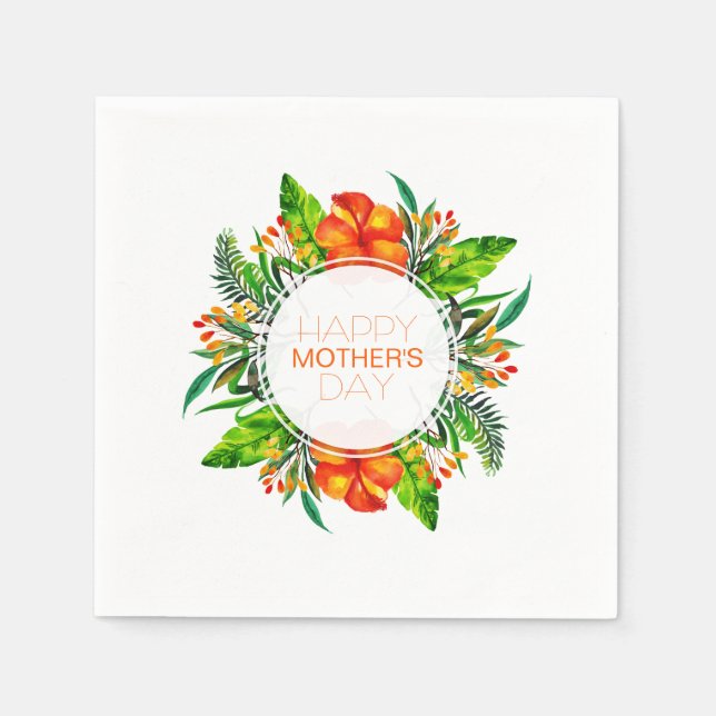 Serviette En Papier Fleur tropicale Bonne fête des mères | Serviette d (Devant)