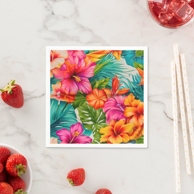 Serviette En Papier Fleur tropicale Hibiscus  (En situation)