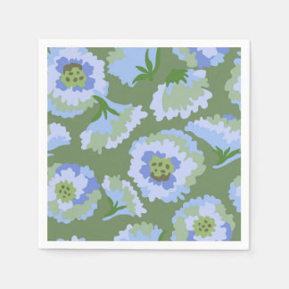 Serviette En Papier Fleur verte et bleue