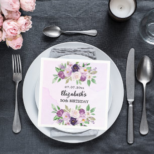 Serviette En Papier Fleur violet rose violet anniversaire