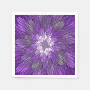 Serviette En Papier Fleur Violette Psychedelique Art Fractal Abstrait