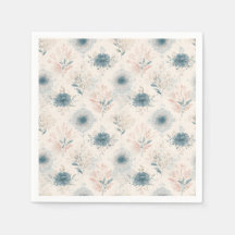 Serviette en papier fleuri bleu vintage