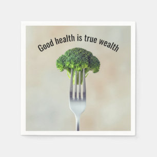 Serviette En Papier Fleuron de brocoli frais sur une fourchette avec c