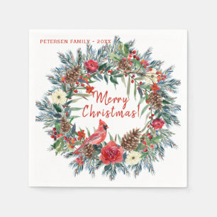 Serviette En Papier Fleuron rustique moderne Joyeux Noël