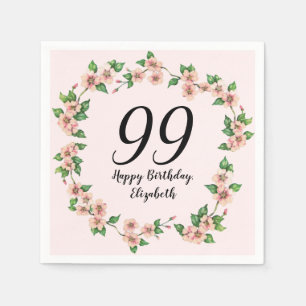 Serviette En Papier Fleurs 99e Anniversaire Joli Rose Blush