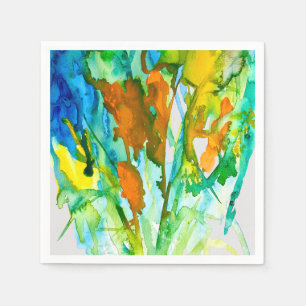 Serviette En Papier fleurs Abstraites d'aquarelle fleurie