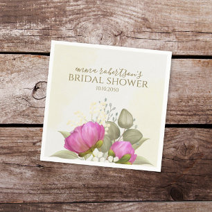 Serviette En Papier Fleurs Aquarelle Verdure Pivoine Baby Shower