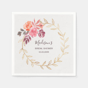 Serviette En Papier Fleurs aquarelles Baby Shower de mariage
