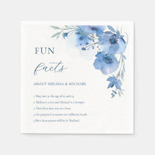 Serviette En Papier Fleurs aquarelles bleues Faits amusants Mariage