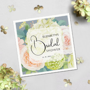 Serviette En Papier Fleurs aquarelles chic Fête de mariage Bleu poussi