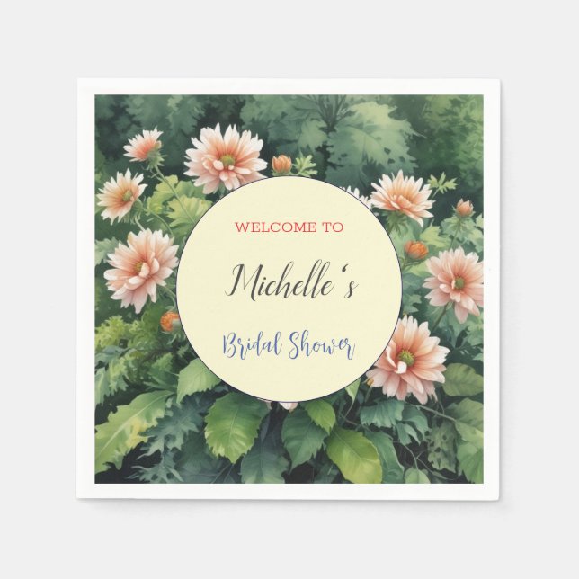 Serviette En Papier Fleurs aquarelles douces pour Baby Shower de maria (Devant)