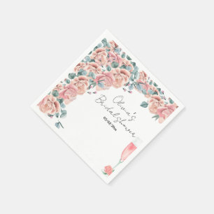 Serviette En Papier Fleurs aquarelles et bridal shower d'été prosecco