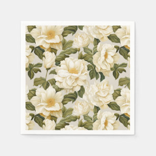 Serviette En Papier Fleurs beiges d'ivoire de Bohême
