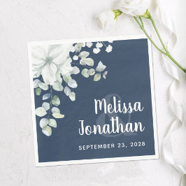 Serviette En Papier Fleurs blanches florales aquarelle romantique mari