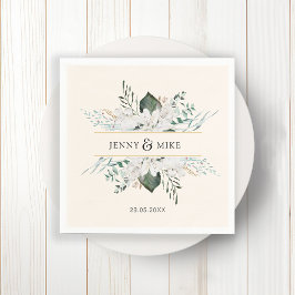 Serviette En Papier Fleurs blanches simples et élégantes mariage