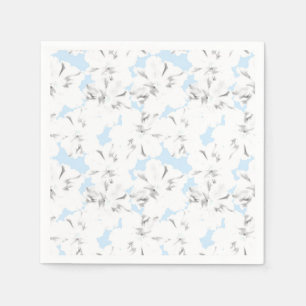 Serviette En Papier Fleurs blanches sur bleu clair.