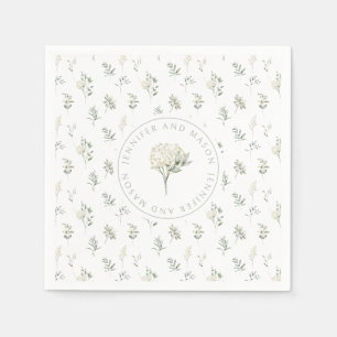 Serviette En Papier Fleurs blanches vertes fleurs mariages serviettes 